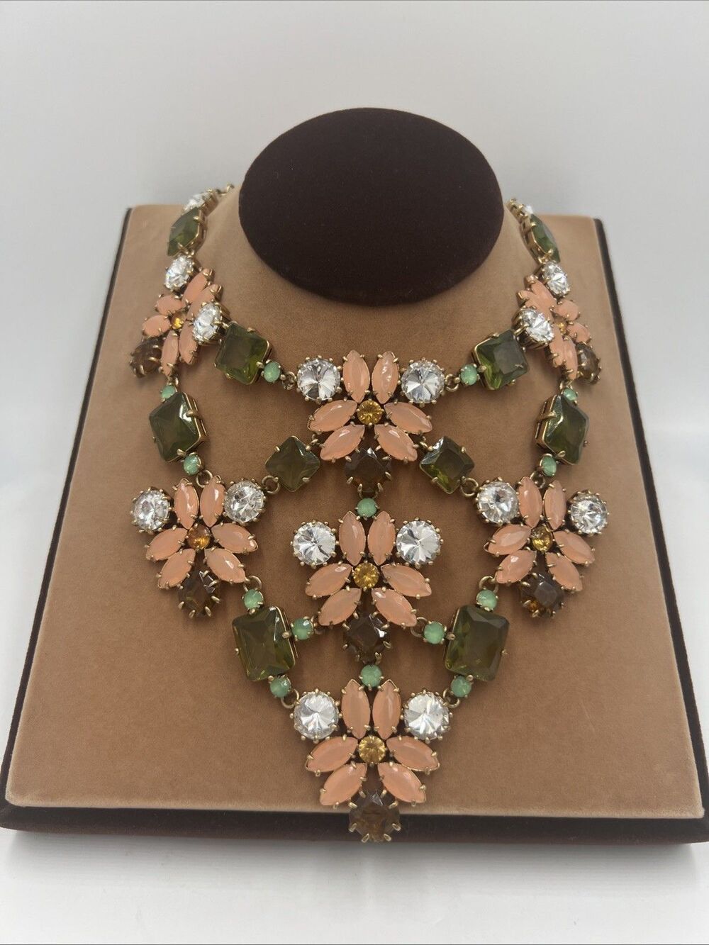 Stella & Dot Multi Color Glass Rhinestones Fleurette Statement Bib Necklace 21"